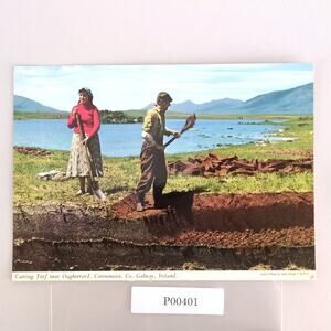 Cutting Turf Oughterard Connemara Co Galway Ireland John Hinde 1960s Postcard